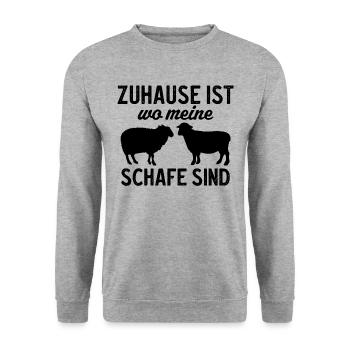 Zuhause ist wo meine Schafe sind - Unisex Pullover - Weißgrau meliert - Vorne - Alina (178cm) & Michal (187cm)