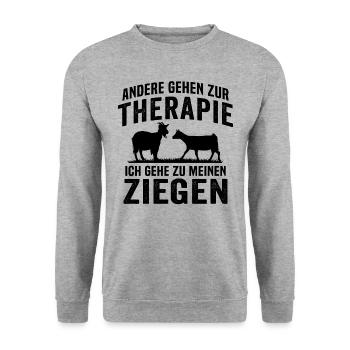 Ich gehe zu meinen ziegen - Unisex Pullover - Weißgrau meliert - Vorne - Alina (178cm) & Michal (187cm)