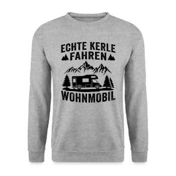 Echte Kerle fahren wohnmobil - Unisex Pullover - Weißgrau meliert - Vorne - Alina (178cm) & Michal (187cm)
