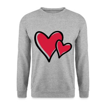 herzen symbol - Unisex Pullover - Weißgrau meliert - Vorne - Alina (178cm) & Michal (187cm)