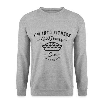 Ich stehe auf Fitness Fit'ness Pie In My Mouth - Unisex Pullover - Weißgrau meliert - Vorne - Alina (178cm) & Michal (187cm)