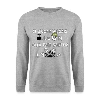 Si j’connaissais l’con… - Sweat-shirt Unisexe - gris chiné - Devant - Alina (178cm) & Michal (187cm)