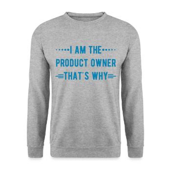 Ich bin der Product Owner - deshalb Informatik - Unisex Pullover - Weißgrau meliert - Vorne - Alina (178cm) & Michal (187cm)