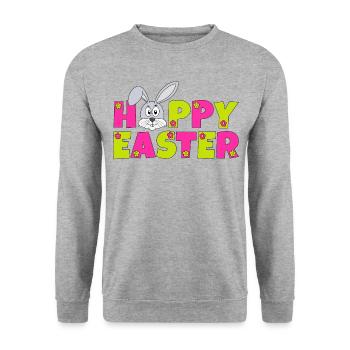 Happy Easter Easter Flowers Rabbit Hoppy Easter - Unisex Sweatshirt - salt & pepper - Front - Alina (178cm) & Michal (187cm)