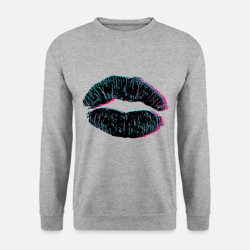 Lippen 3D Kuss - Unisex Pullover - Weißgrau meliert