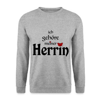 Herrin Domina Sklave Spruch - Unisex Pullover - Weißgrau meliert - Vorne - Alina (178cm) & Michal (187cm)