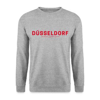 Düsseldorf T-Shirt – Skyline & Rhine Style - Unisex Sweatshirt - salt & pepper - Front - Alina (178cm) & Michal (187cm)