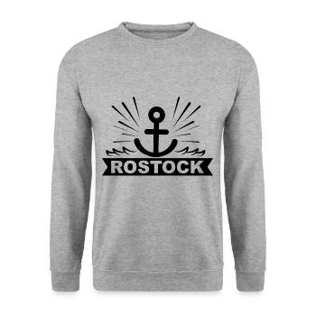 ANKER LOGO Rostock Ostsee Meer Urlaub - Unisex Pullover - Weißgrau meliert - Vorne - Alina (178cm) & Michal (187cm)