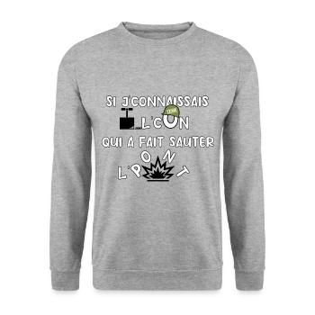 Si j’connaissais l’con… - Sweat-shirt Unisexe - gris chiné - Devant - Alina (178cm) & Michal (187cm)