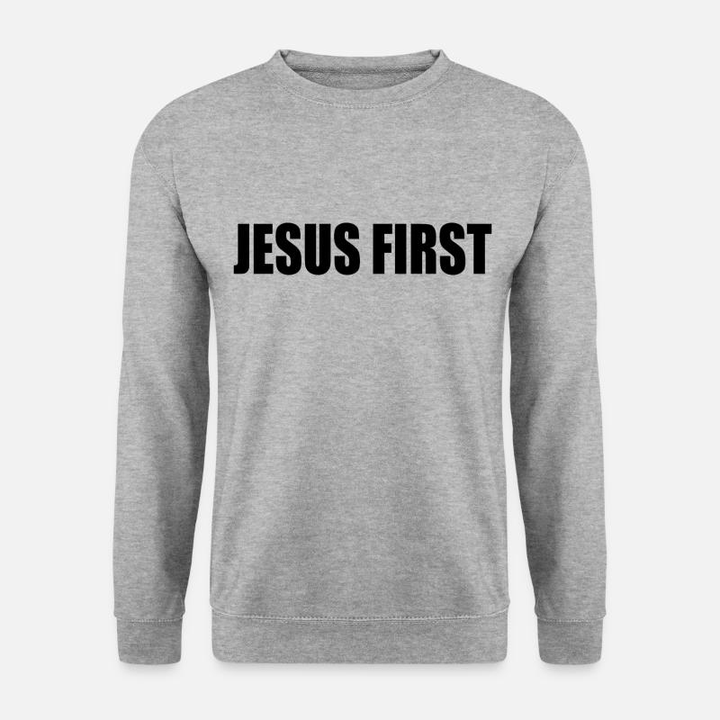 Jesus first - Unisex Pullover - Weißgrau meliert