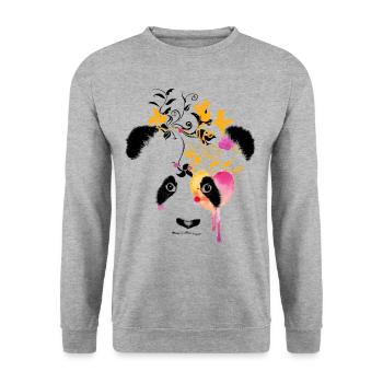 Panda colorful abstract color nature art art - Unisex Sweatshirt - salt & pepper - Front - Alina (178cm) & Michal (187cm)