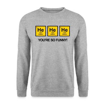 ER ER ER DU BIST SO LUSTIG - Unisex Pullover - Weißgrau meliert - Vorne - Alina (178cm) & Michal (187cm)