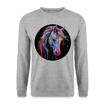 Pferdeliebe - Unisex Pullover - Weißgrau meliert - Vorne - Alina (178cm) & Michal (187cm)