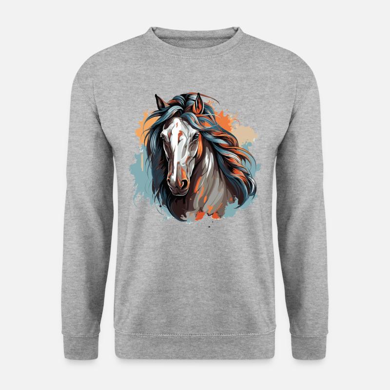 Pferdeliebe - Unisex Pullover - Weißgrau meliert