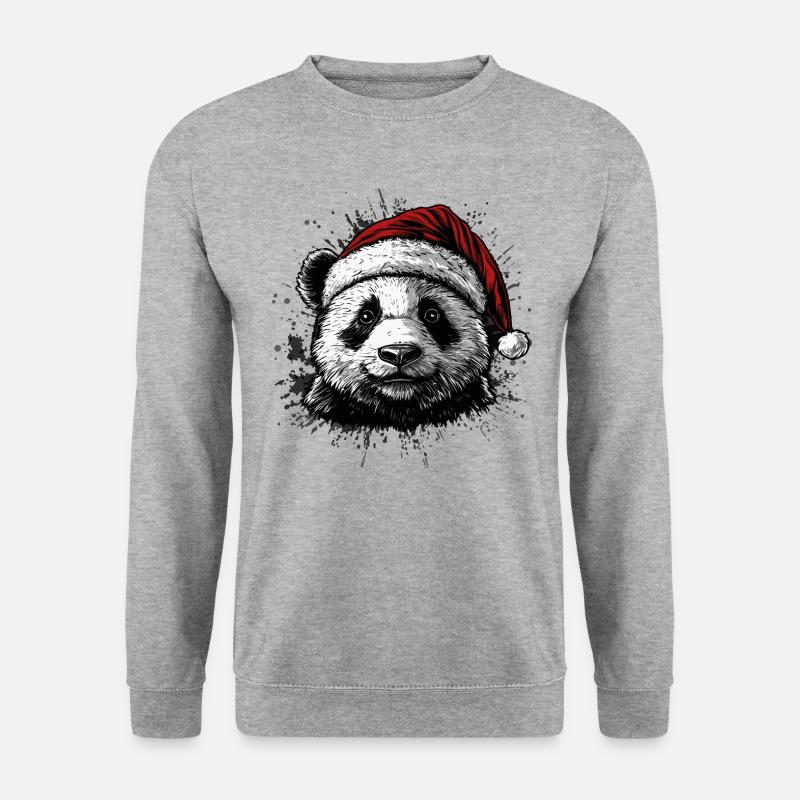 Weihnachtspanda - Unisex Pullover - Weißgrau meliert