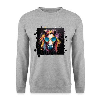 Pferdeliebe - Unisex Pullover - Weißgrau meliert - Vorne - Alina (178cm) & Michal (187cm)