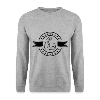 muscles bras biceps logo - Sweat-shirt Unisexe - gris chiné - Devant - Alina (178cm) & Michal (187cm)