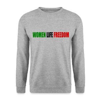 Women life freedom - Sweat-shirt Unisexe - gris chiné - Devant - Alina (178cm) & Michal (187cm)