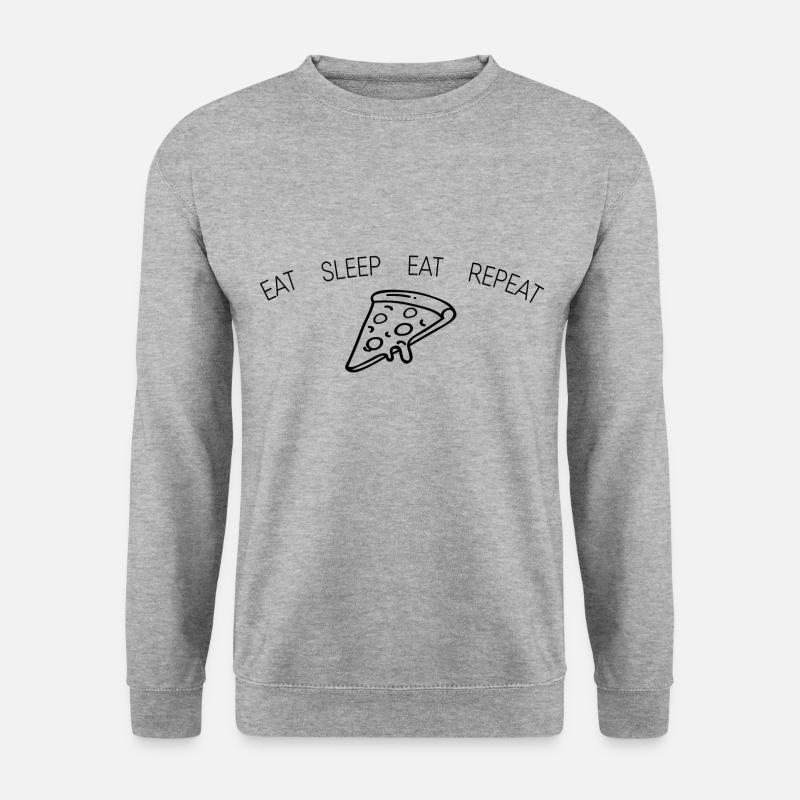 eat sleep eat repeat Geschenk Schwangerschaft - Unisex Pullover - Weißgrau meliert