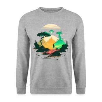 strange world - Unisex Sweatshirt - salt & pepper - Front - Alina (178cm) & Michal (187cm)