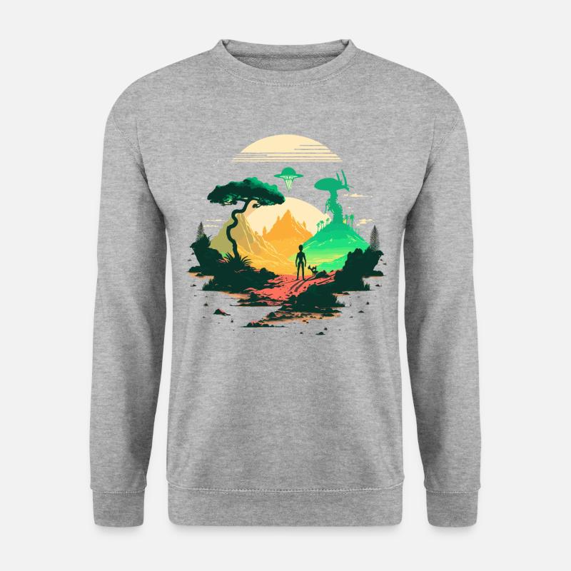 Fremde Welt - Unisex Pullover - Weißgrau meliert