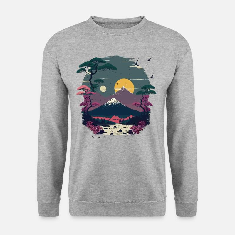 Japanischer Sonnenuntergang - Unisex Pullover - Weißgrau meliert