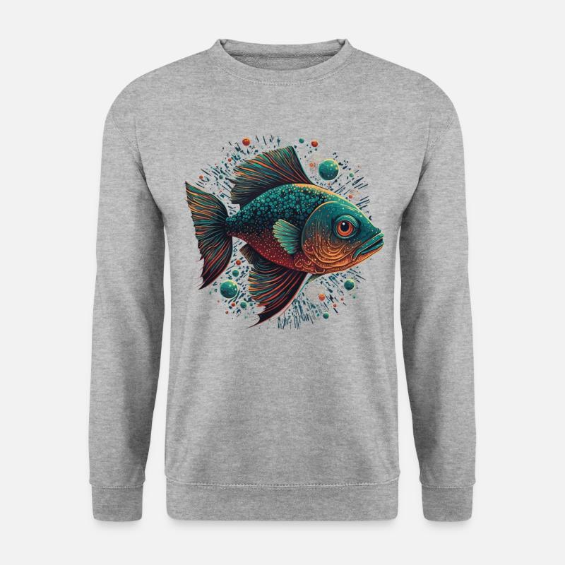 Fisch Liebe - Unisex Pullover - Weißgrau meliert