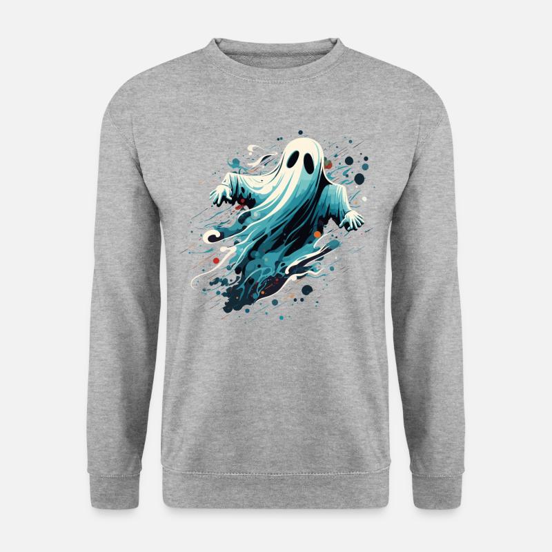 Geister-Illustration - Unisex Pullover - Weißgrau meliert
