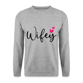 Funny Wifey - Unisex Sweatshirt - salt & pepper - Front - Alina (178cm) & Michal (187cm)
