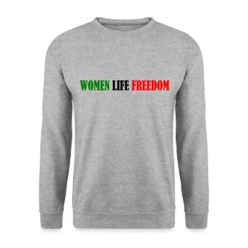 Women life freedom - Sweat-shirt Unisexe - gris chiné - Devant - Alina (178cm) & Michal (187cm)