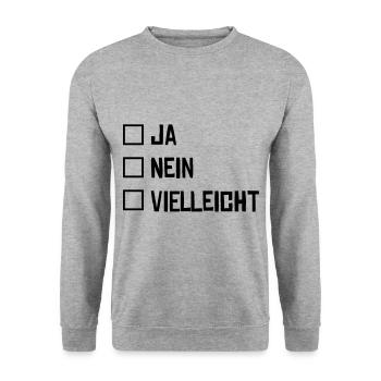 ja nein ankreuzen vielleicht - Unisex Pullover - Weißgrau meliert - Vorne - Alina (178cm) & Michal (187cm)