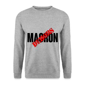 Macron dehors - Sweat-shirt Unisexe - gris chiné - Devant - Alina (178cm) & Michal (187cm)
