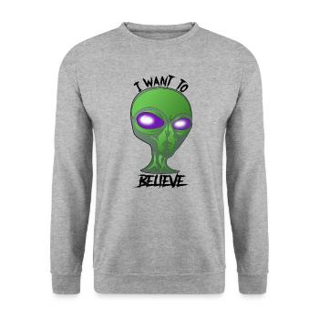 Believe in Aliens ? - Unisex Pullover - Weißgrau meliert - Vorne - Alina (178cm) & Michal (187cm)