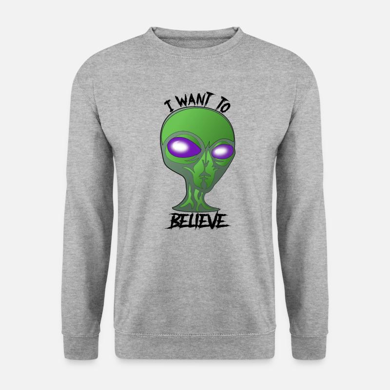 Believe in Aliens ? - Unisex Pullover - Weißgrau meliert