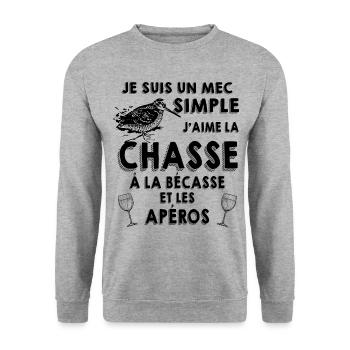 Chasse Cadeau Bécasse - Sweat-shirt Unisexe - gris chiné - Devant - Alina (178cm) & Michal (187cm)