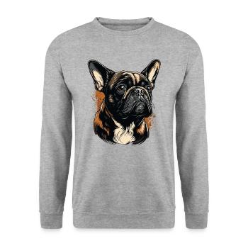 Bouledogue français - Sweat-shirt Unisexe - gris chiné - Devant - Alina (178cm) & Michal (187cm)