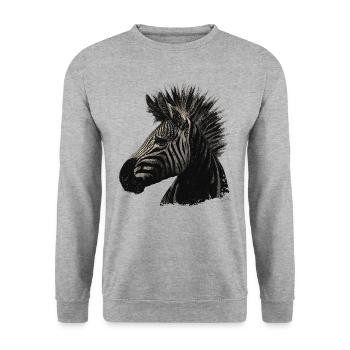 Zebra Punk - Unisex Pullover - Weißgrau meliert - Vorne - Alina (178cm) & Michal (187cm)