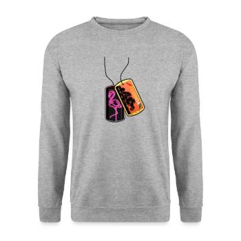 Dog tag FLORIDA Flamingo Beach - Unisex Sweatshirt - salt & pepper - Front - Alina (178cm) & Michal (187cm)