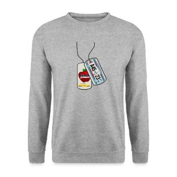Erkennungsmarke NEW YORK Big Apple USA - Unisex Pullover - Weißgrau meliert - Vorne - Alina (178cm) & Michal (187cm)