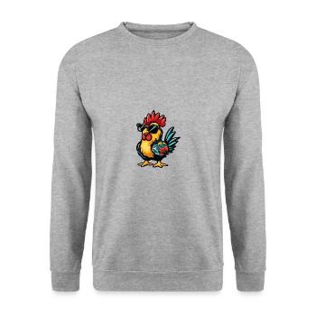 Coq Bande dessinée Vacances - Sweat-shirt Unisexe - gris chiné - Devant - Alina (178cm) & Michal (187cm)