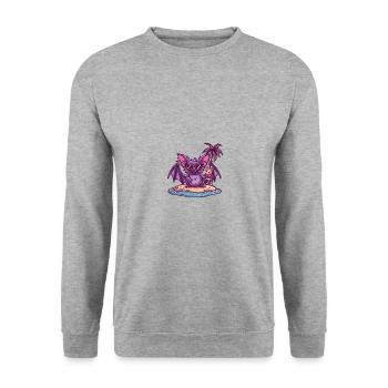 Fledermaus Sommer Strand Comic - Unisex Pullover - Weißgrau meliert - Vorne - Alina (178cm) & Michal (187cm)