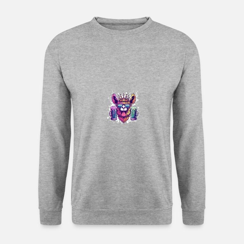 Alpaka Bier Lustig - Unisex Pullover - Weißgrau meliert