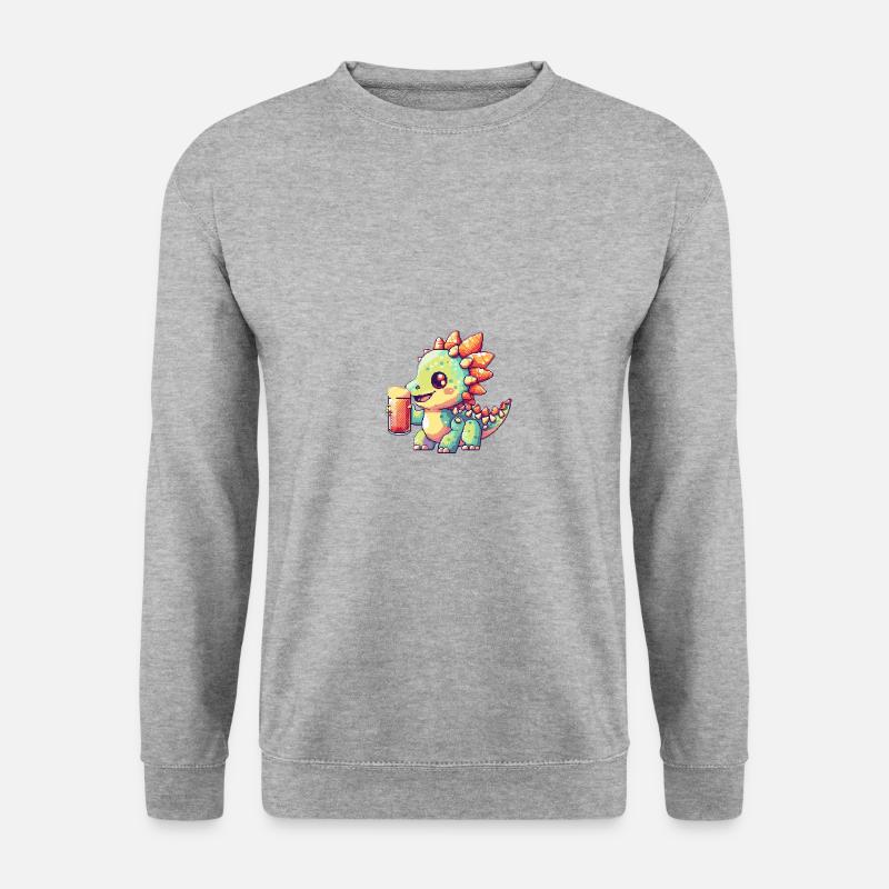 Dinosaur Stegosaurus Beer Pixel - Unisex Sweatshirt - salt & pepper