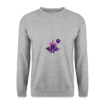 Fledermaus Geburtstag Comic - Unisex Pullover - Weißgrau meliert - Vorne - Alina (178cm) & Michal (187cm)