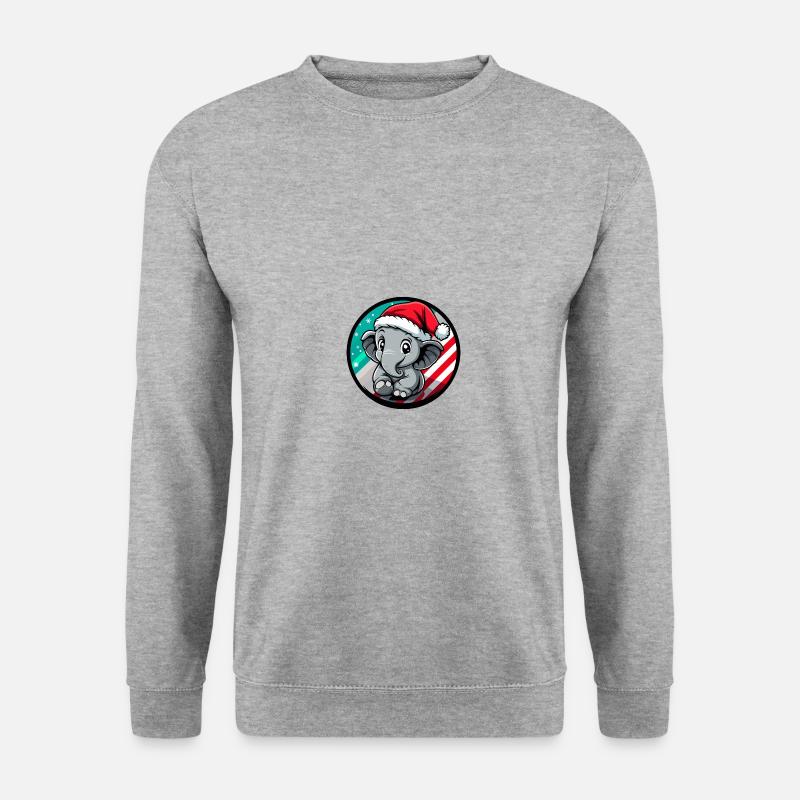 Elefant Weihnachten Christmas - Unisex Pullover - Weißgrau meliert
