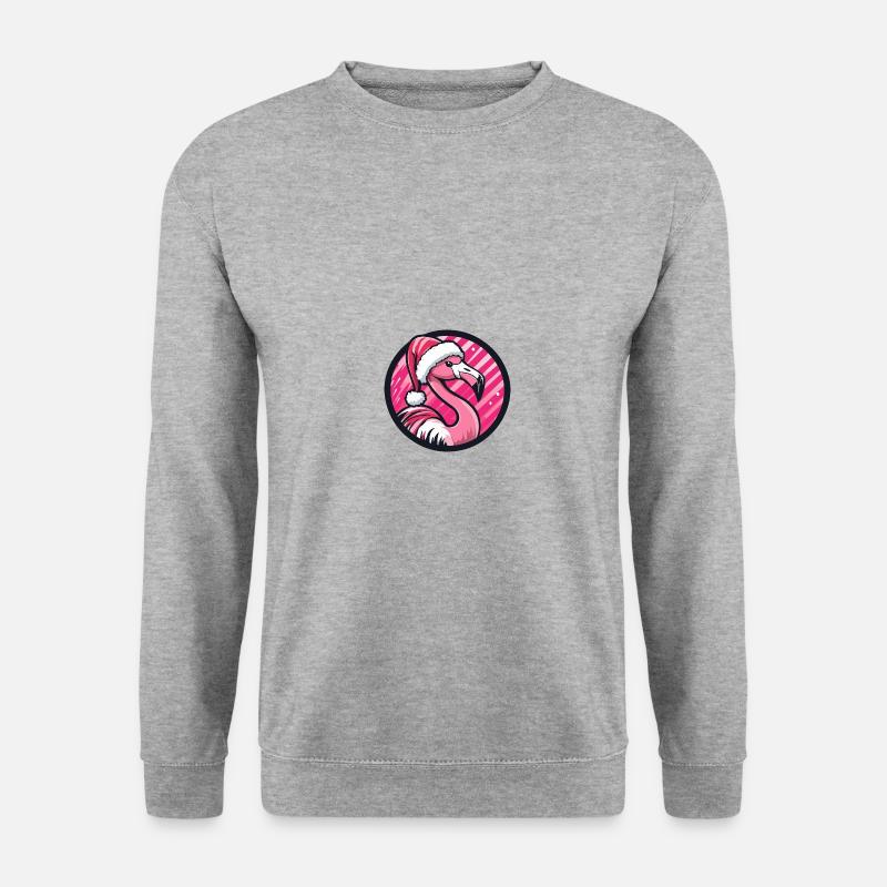 Flamingo Weihnachten Christmas - Unisex Pullover - Weißgrau meliert