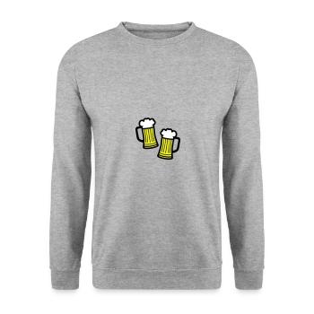 Beer Beer Mug Symbol Drinking Beer Glass - Unisex Sweatshirt - salt & pepper - Front - Alina (178cm) & Michal (187cm)