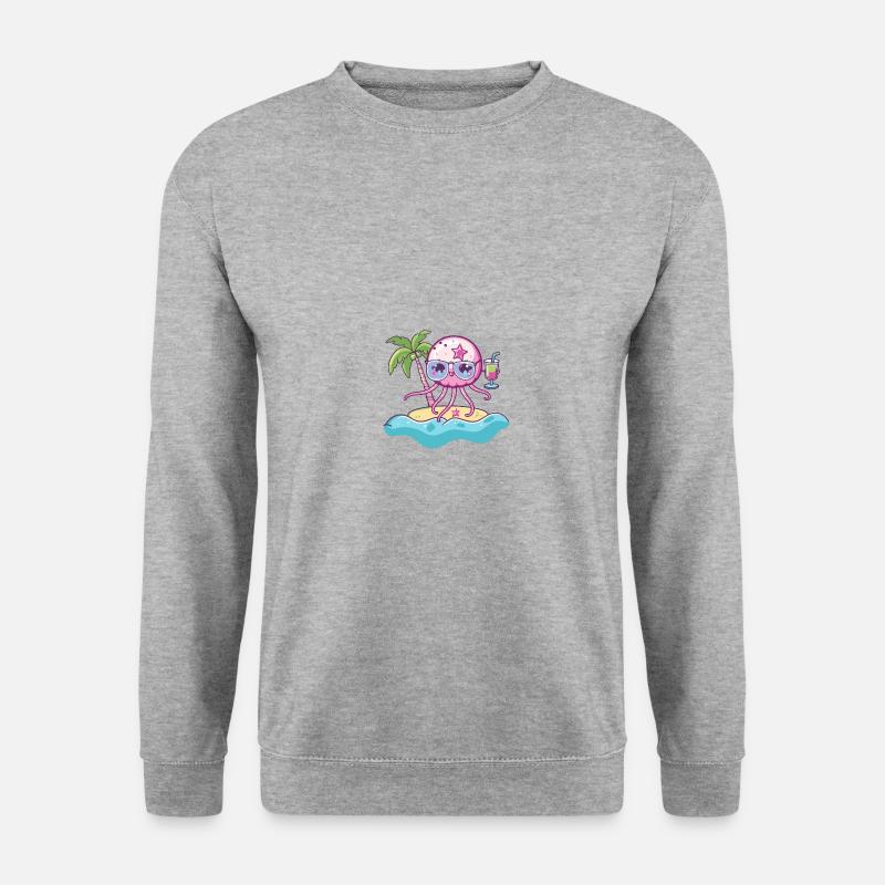 Qualle Sommer Strand Comic - Unisex Pullover - Weißgrau meliert