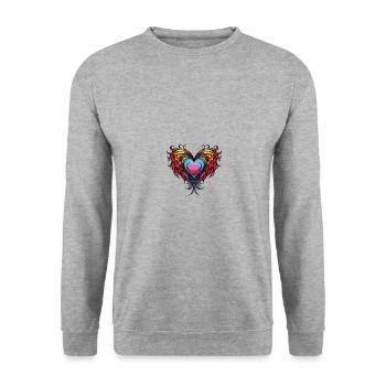 Heart Wings - Unisex Sweatshirt - salt & pepper - Front - Alina (178cm) & Michal (187cm)