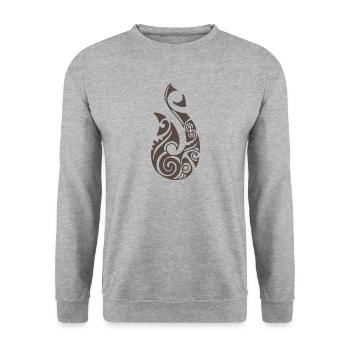Maori Hei Matau Crochets de tatouage Idée cadeau - Sweat-shirt Unisexe - gris chiné - Devant - Alina (178cm) & Michal (187cm)